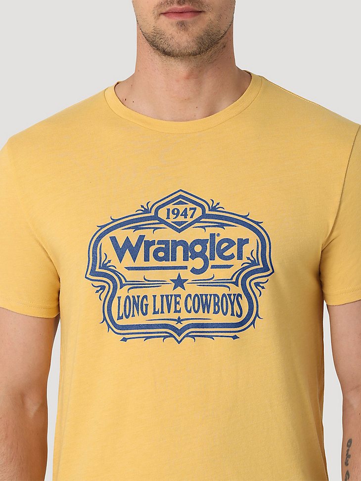 Wrangler Long Live Badge T-Shirt in Ochre Heather
