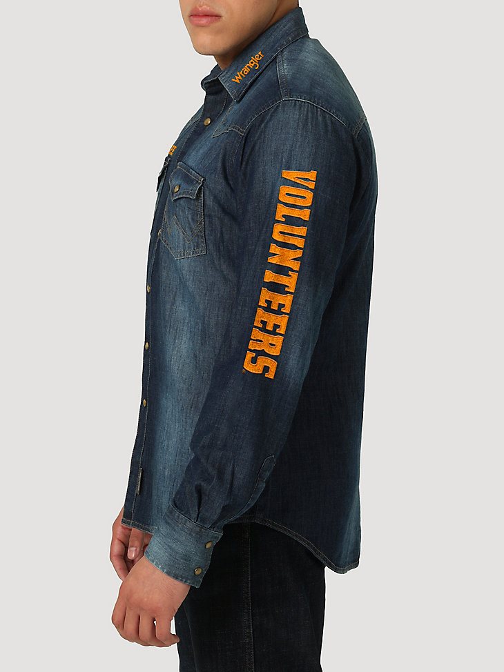 Men's Wrangler Collegiate Denim Western Snap Shirt in University of Tennessee