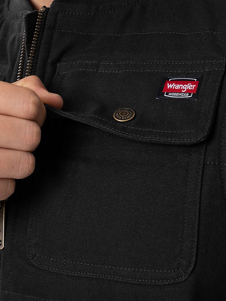 Men's Lined Workwear Duck Vest in Black