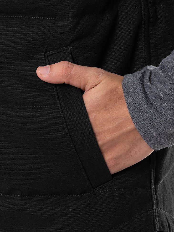 Men's Lined Workwear Duck Vest in Black