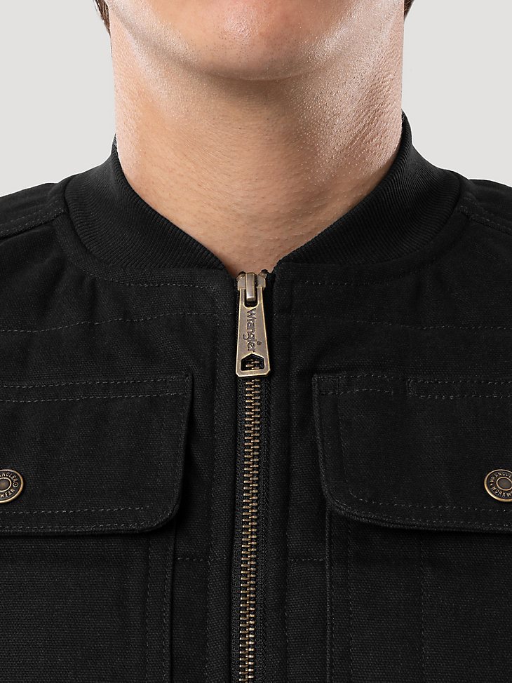 Men's Lined Workwear Duck Vest in Black