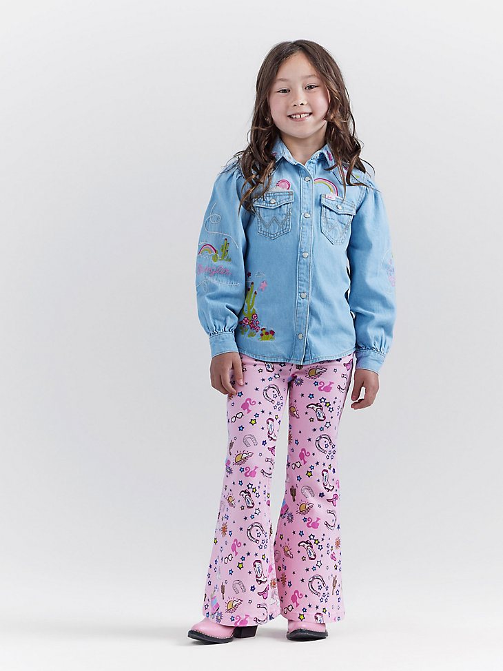 Wrangler x Barbie Girl's Trumpet Flare Jean in Pinnacle Pink