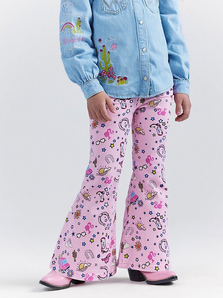 Wrangler x Barbie Girl's Trumpet Flare Jean in Pinnacle Pink