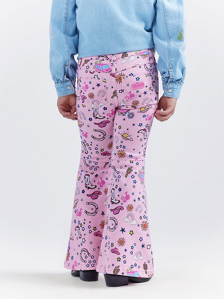 Wrangler x Barbie Girl's Trumpet Flare Jean in Pinnacle Pink