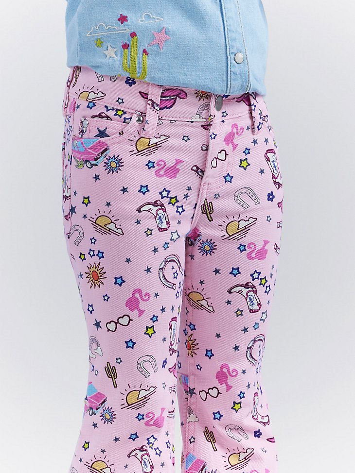 Wrangler x Barbie Girl's Trumpet Flare Jean in Pinnacle Pink