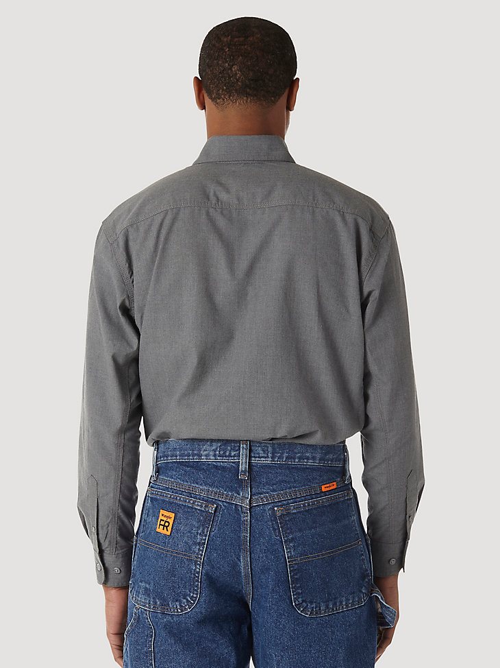Wrangler RIGGS Workwear FR Flame Resistant Twill Solid Work Shirt in Grey