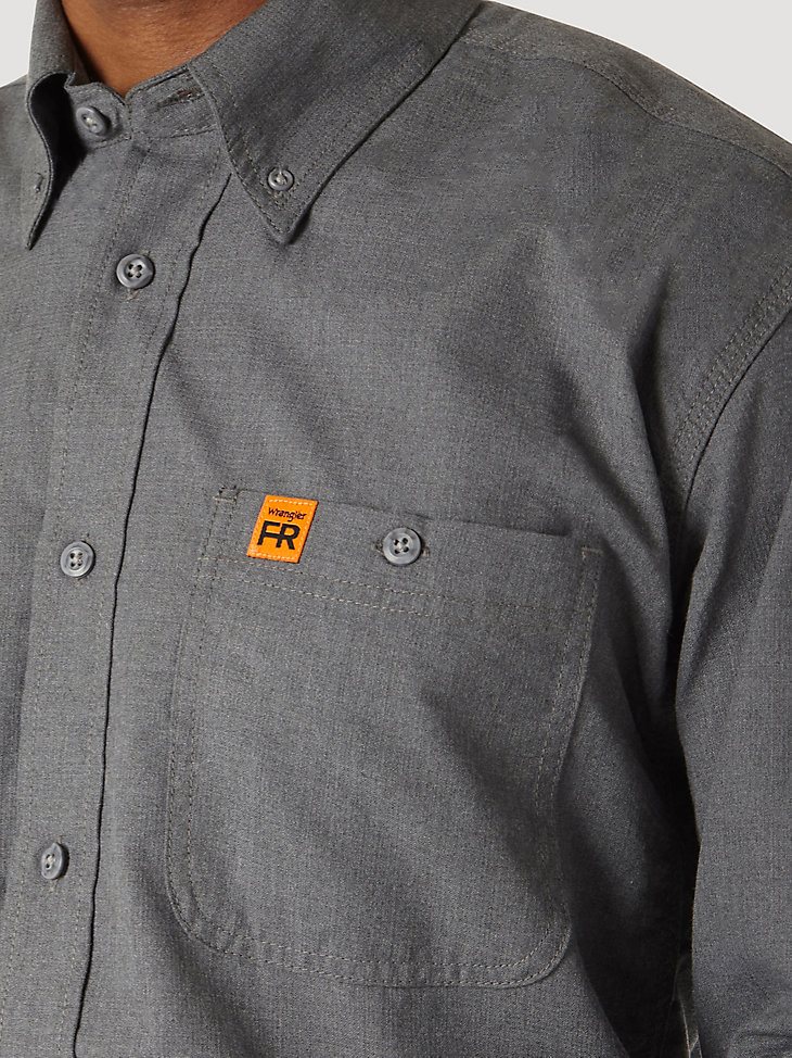 Wrangler RIGGS Workwear FR Flame Resistant Twill Solid Work Shirt in Grey