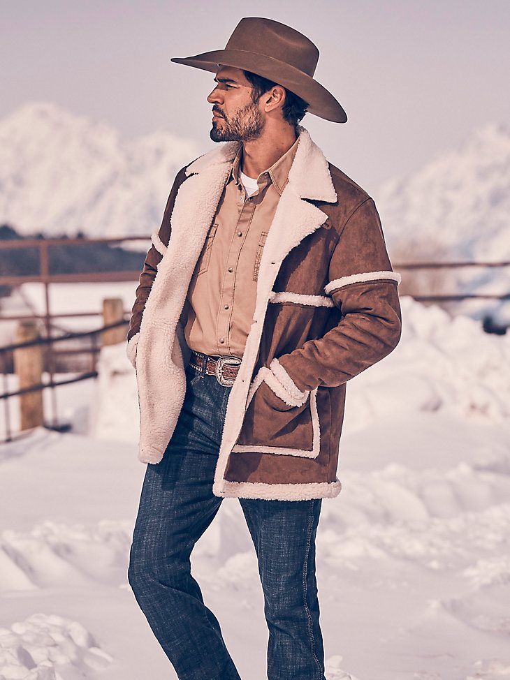 Men's Wrangler Sherpa Contrast Cowboy Jacket in Helzer