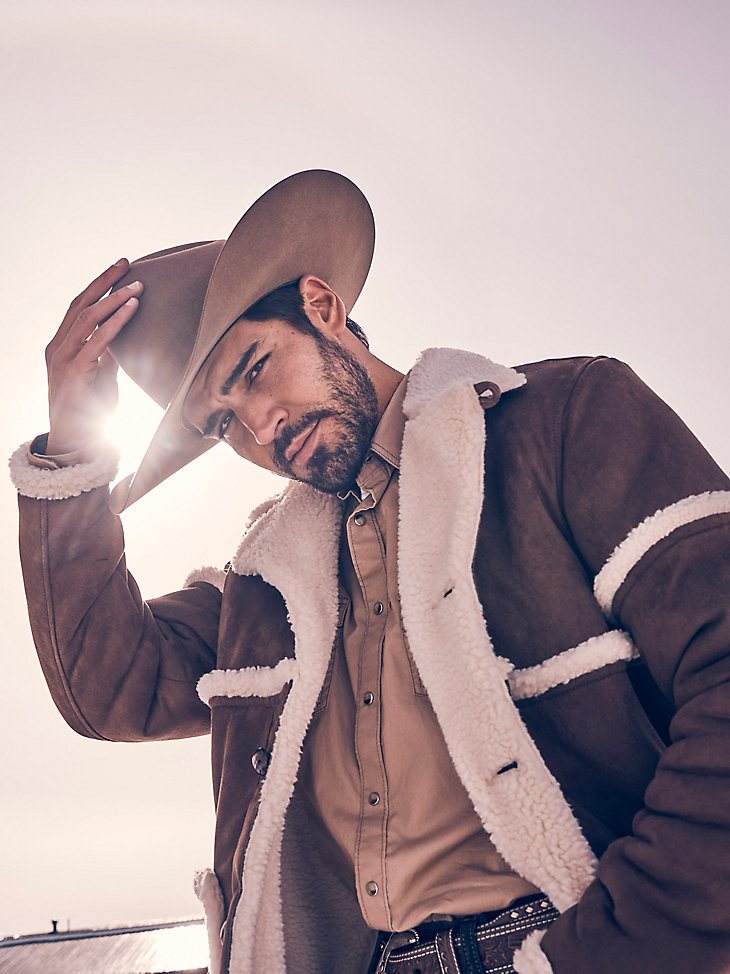 Men's Wrangler Sherpa Contrast Cowboy Jacket in Helzer