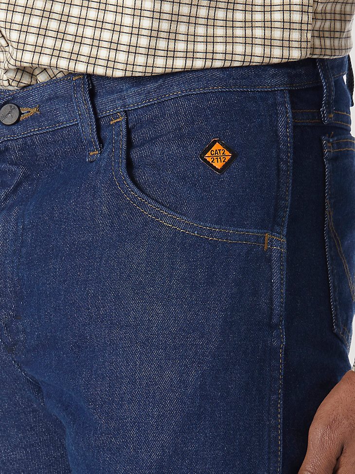 Men's Wrangler FR Flame Resistant Regular Fit Lightweight Denim Jean in Prewash