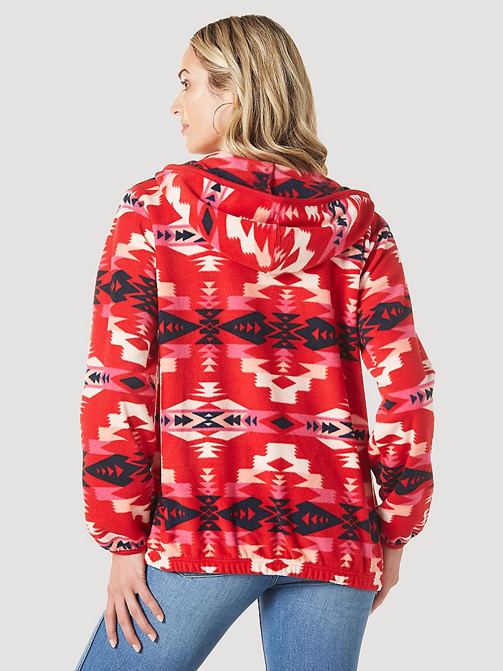 Women's Wrangler Southwestern Full Zip Fleece Hoodie in Barbados Cherry