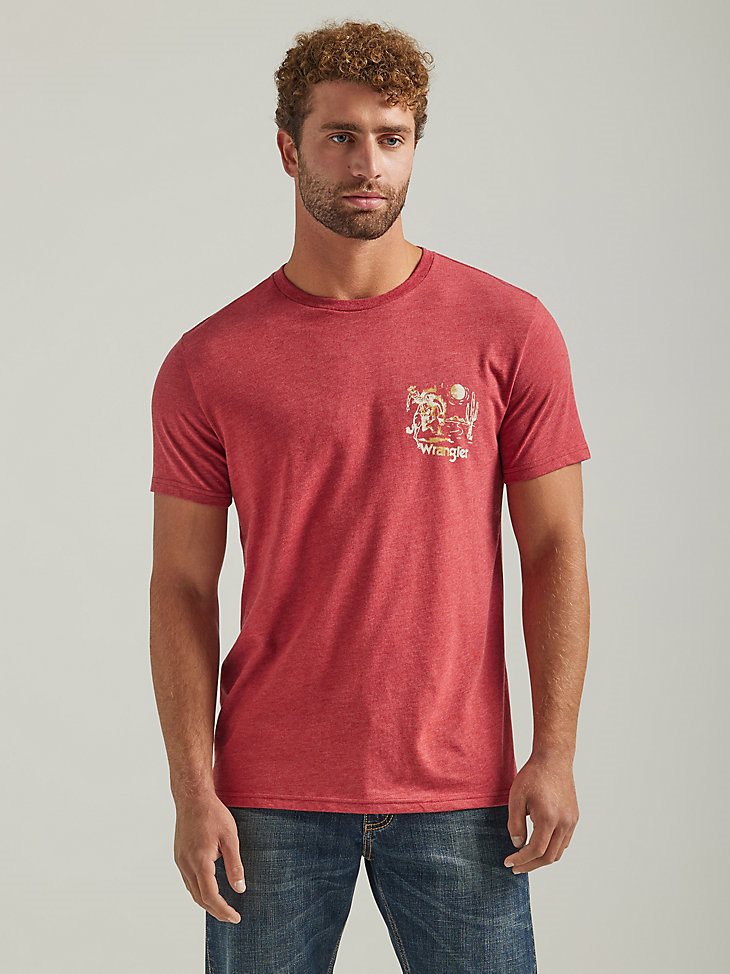 Men's Wrangler American Classic Graphic T-Shirt in Brick Red Heather