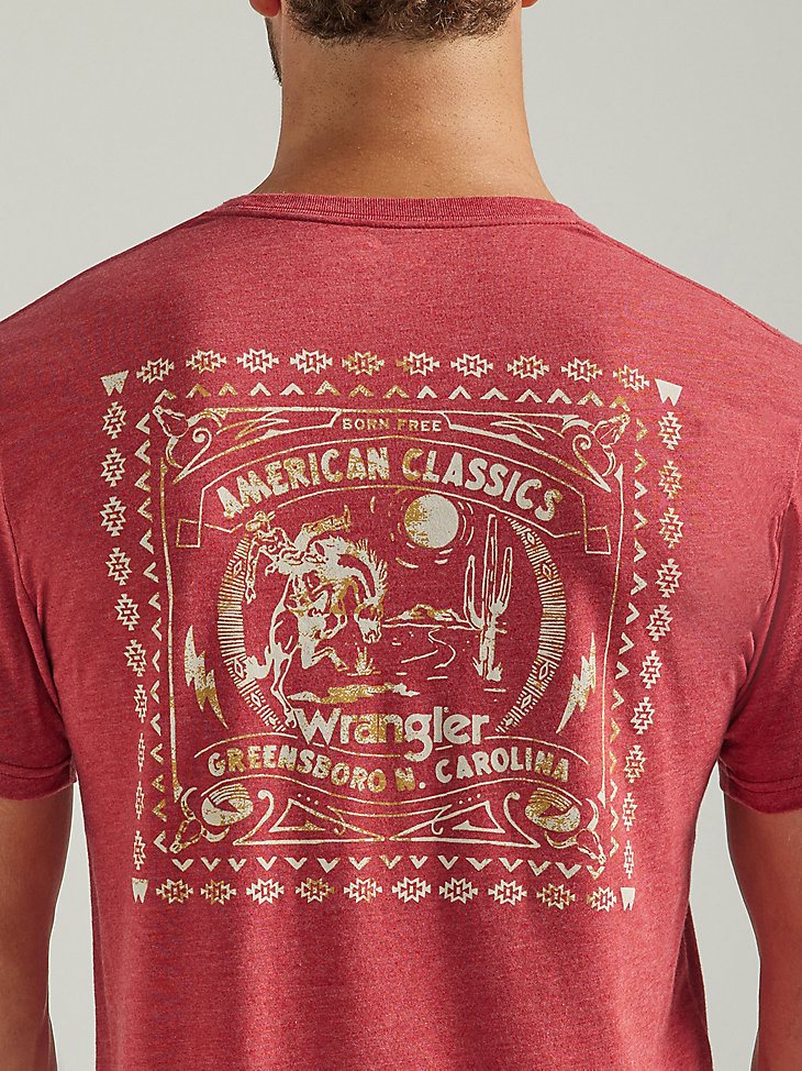 Men's Wrangler American Classic Graphic T-Shirt in Brick Red Heather