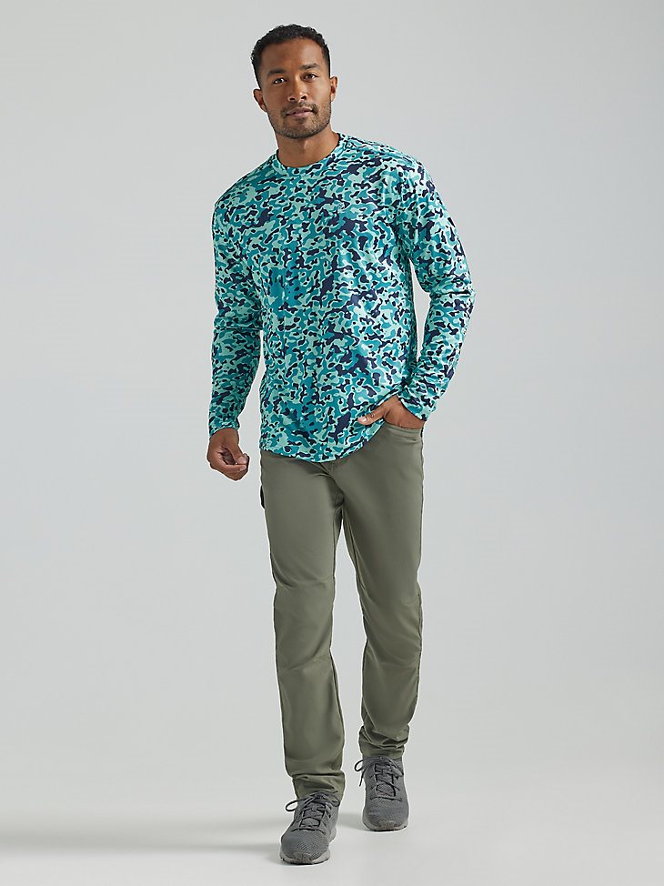 ATG By Wrangler Angler Men's Performance Sun T-Shirt in Ocean Camo