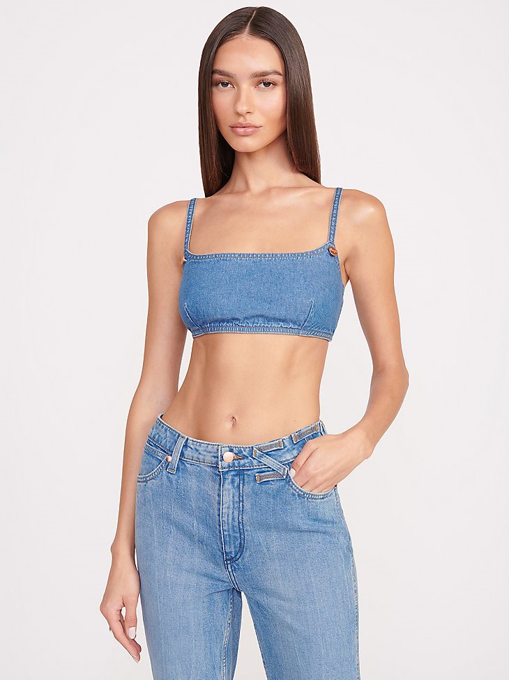 Wrangler + STAUD The Jean Bikini Top in Mid Blue