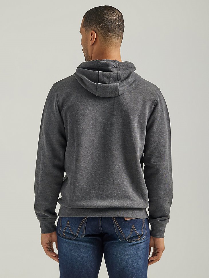 Men's Wrangler Front Animal Logo Pullover Hoodie in Caviar Heather