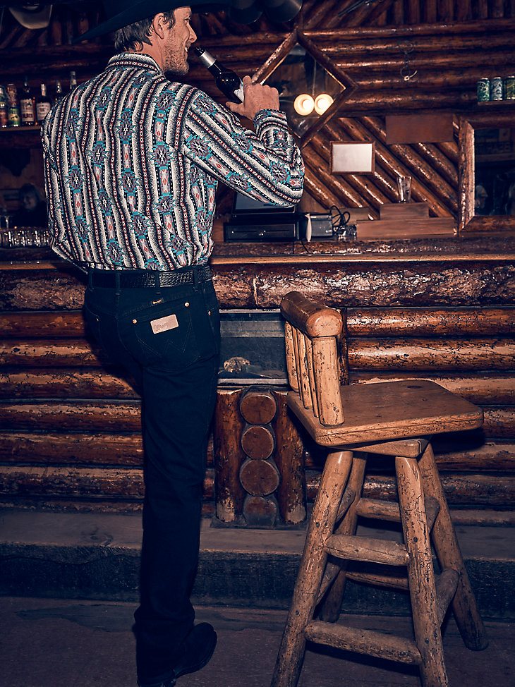 Men's Checotah Long Sleeve Western Snap Printed Shirt in Adobe Black