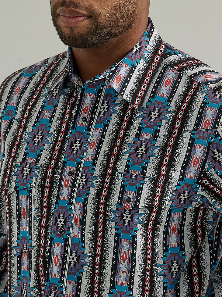 Men's Checotah Long Sleeve Western Snap Printed Shirt in Adobe Black