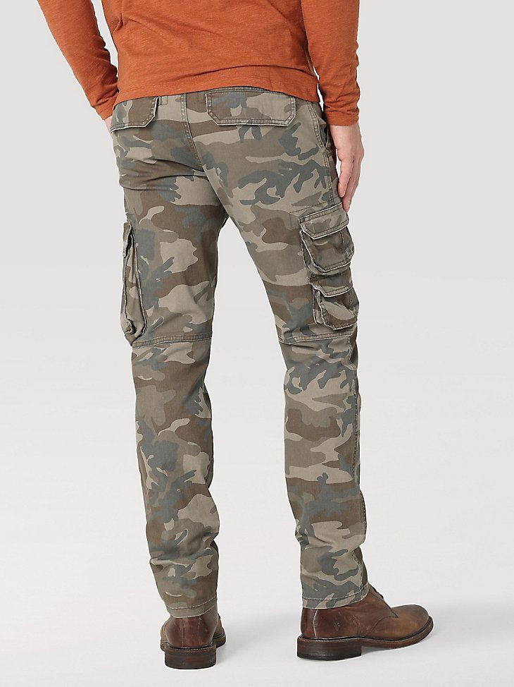 Men's Wrangler Flex Tapered Cargo Pant in Brown Jungle Camo