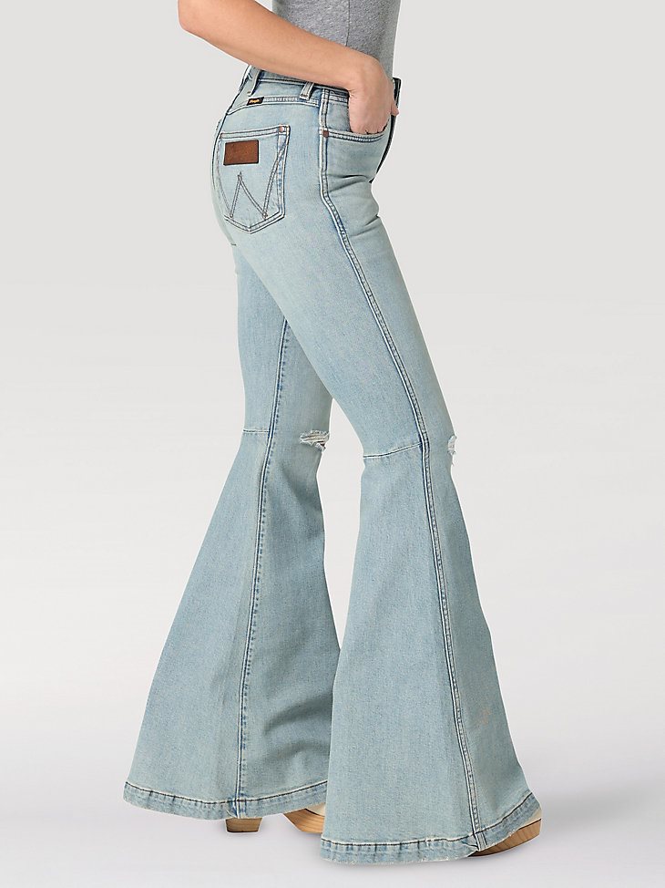 Women's Wrangler Retro Premium High Rise Destructed Trumpet Flare Jean in Aubrey