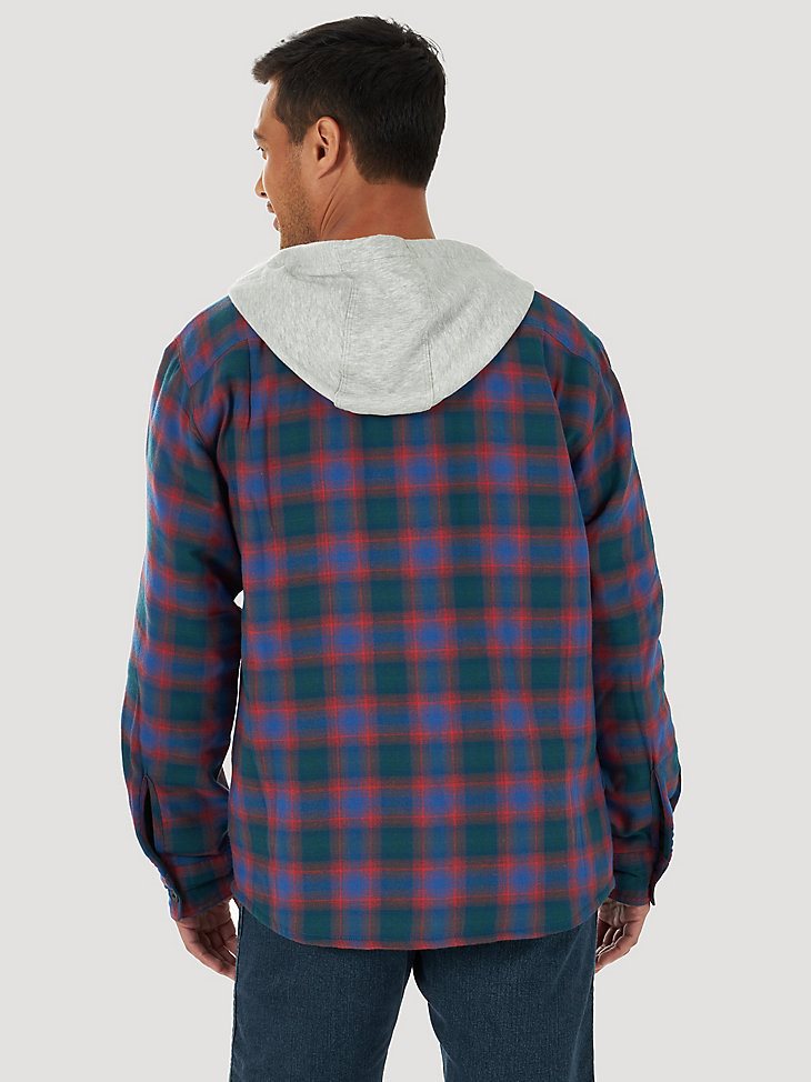 Men's Wrangler Authentics Quilted Flannel Shirt Jacket in Blue/Red