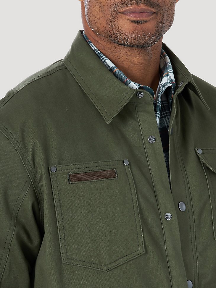 Wrangler RIGGS Workwear Tough Layers Fleece Lined Work Shirt Jacket in Loden