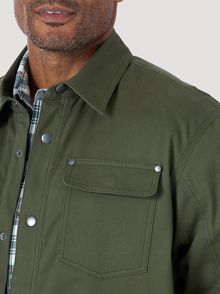 Wrangler RIGGS Workwear Tough Layers Fleece Lined Work Shirt Jacket in Loden