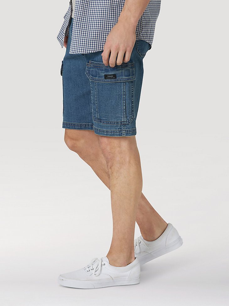 Wrangler Men's Five Star Premium Denim Cargo Shorts in Medium Tint