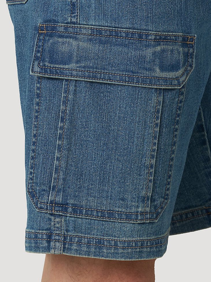 Wrangler Men's Five Star Premium Denim Cargo Shorts in Medium Tint