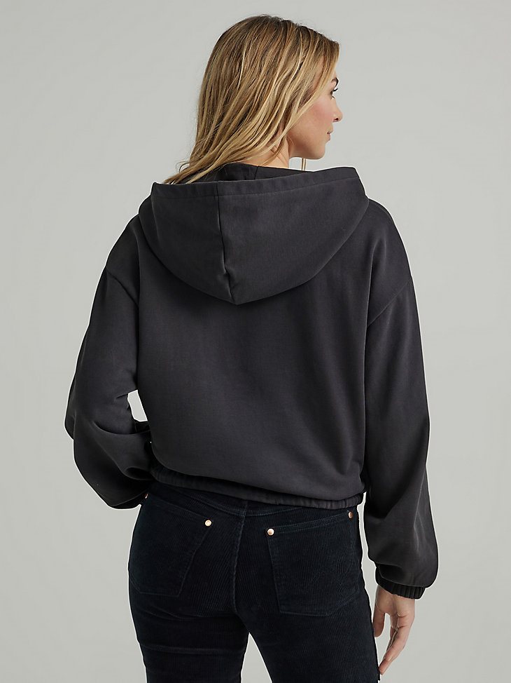 Women's Draw Hem Relaxed Sweatshirt in Black