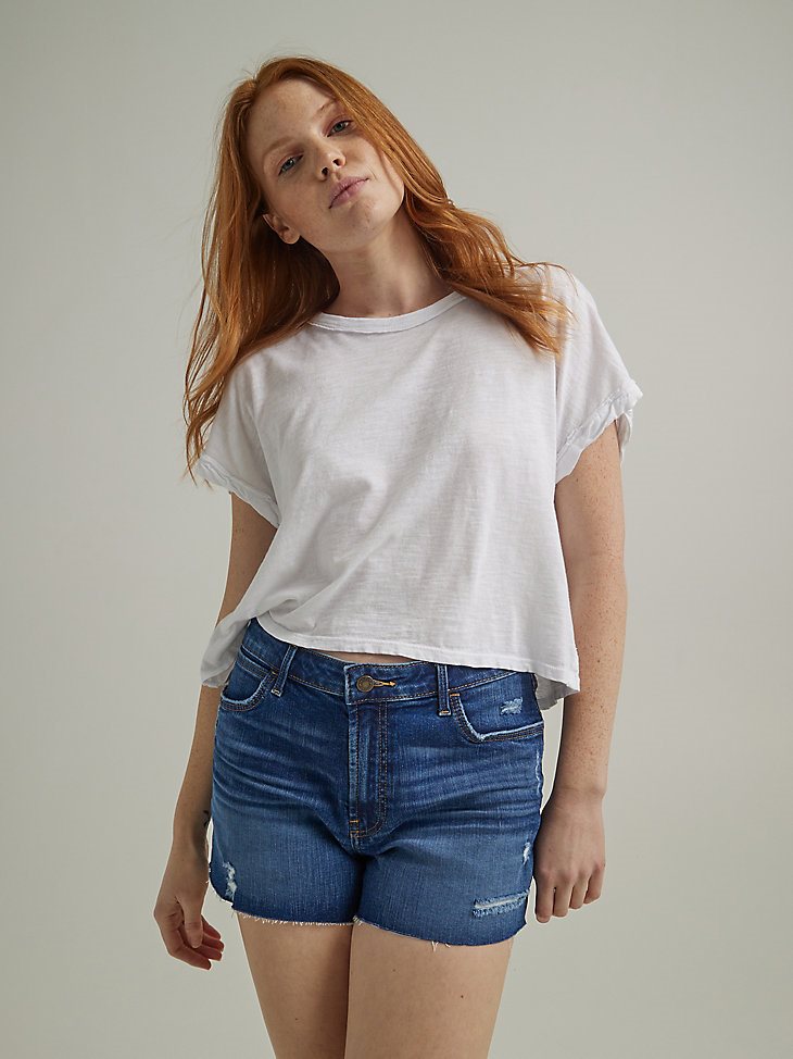 Women's High Rise Vintage Cut-Off Short in Crimson
