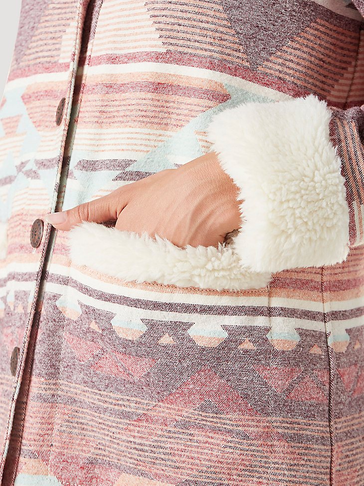Women's Wrangler Sherpa Shawl Collar Coat in Rosa Pink