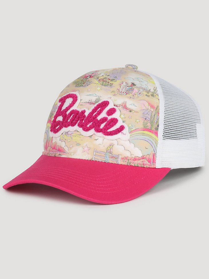Wrangler x Barbie Girl's Illustrated Mesh Back Cap in Pink
