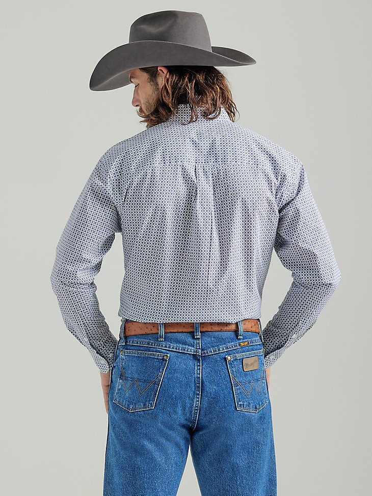 Men's George Strait Long Sleeve Button Down One Pocket Printed Shirt in Purple Bursts