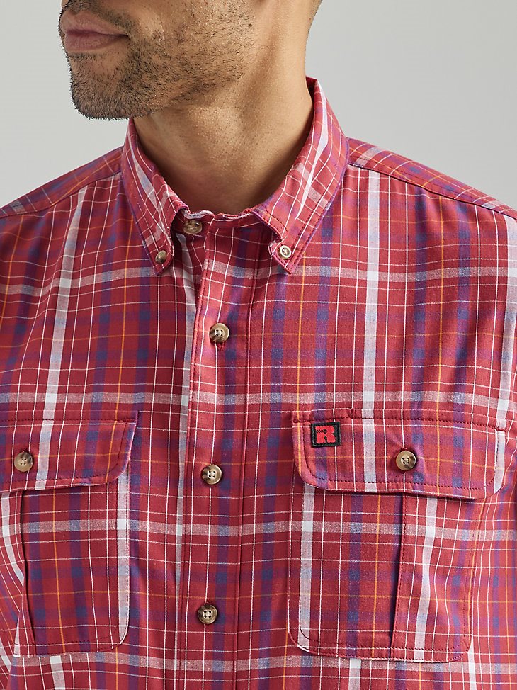 Wrangler RIGGS Workwear Plaid Work Shirt in Red Canna