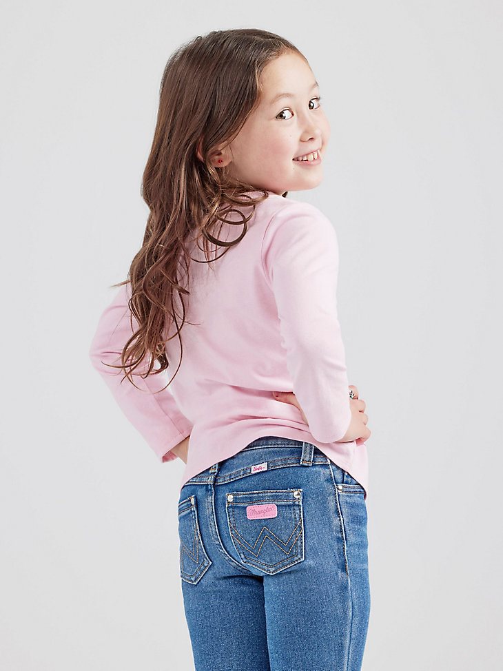 Wrangler x Barbie Girl's Graphic Long Sleeve Tee in Orchid Pink