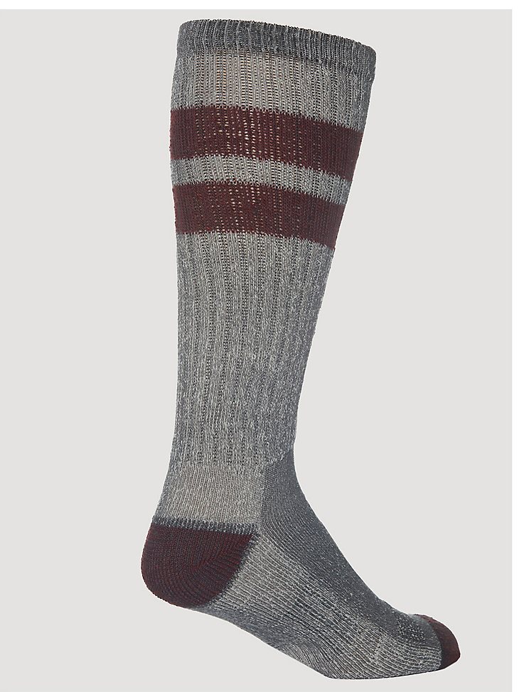 Men's Wool Stripe Work Socks (3-pack) in Burgundy