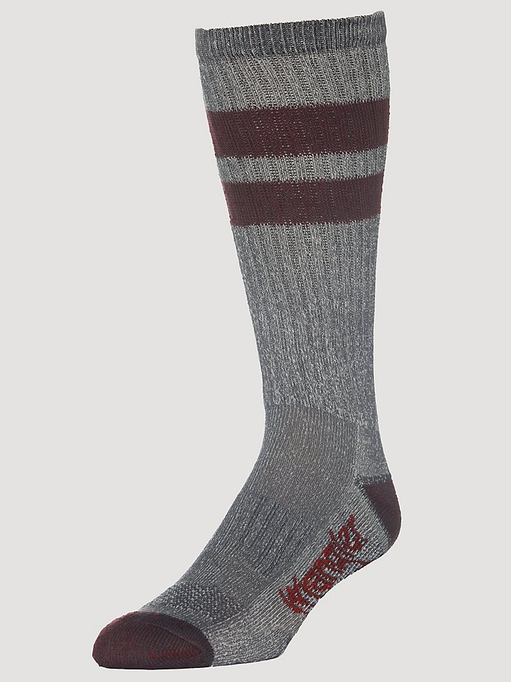 Men's Wool Stripe Work Socks (3-pack) in Burgundy