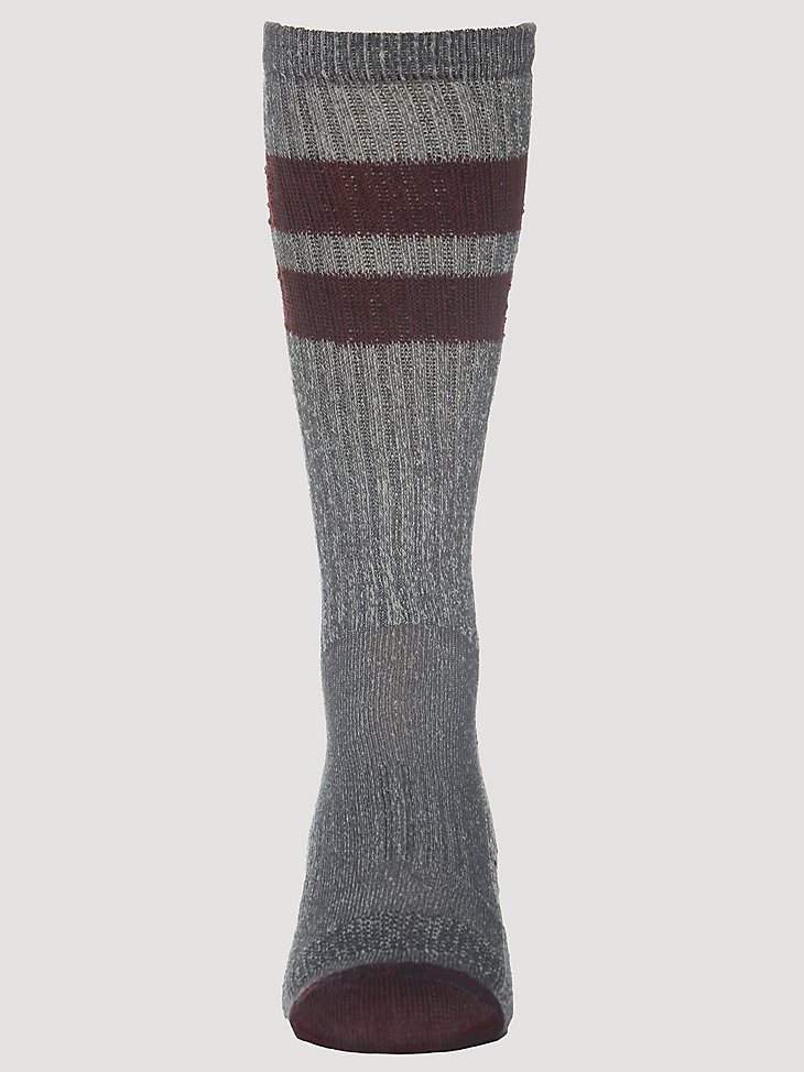 Men's Wool Stripe Work Socks (3-pack) in Burgundy