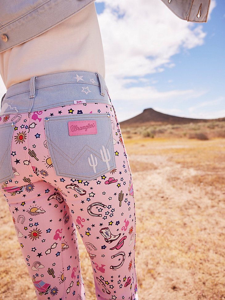 Wrangler x Barbie Retro High Rise Trouser Jean in Pinnacle Pink