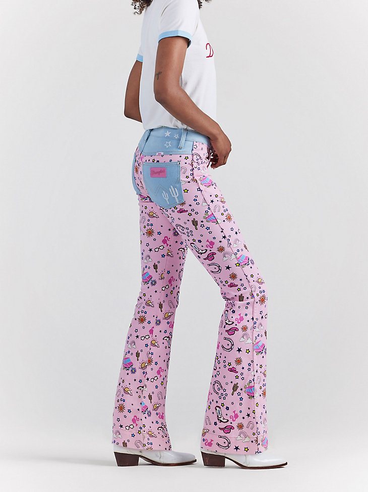 Wrangler x Barbie Retro High Rise Trouser Jean in Pinnacle Pink