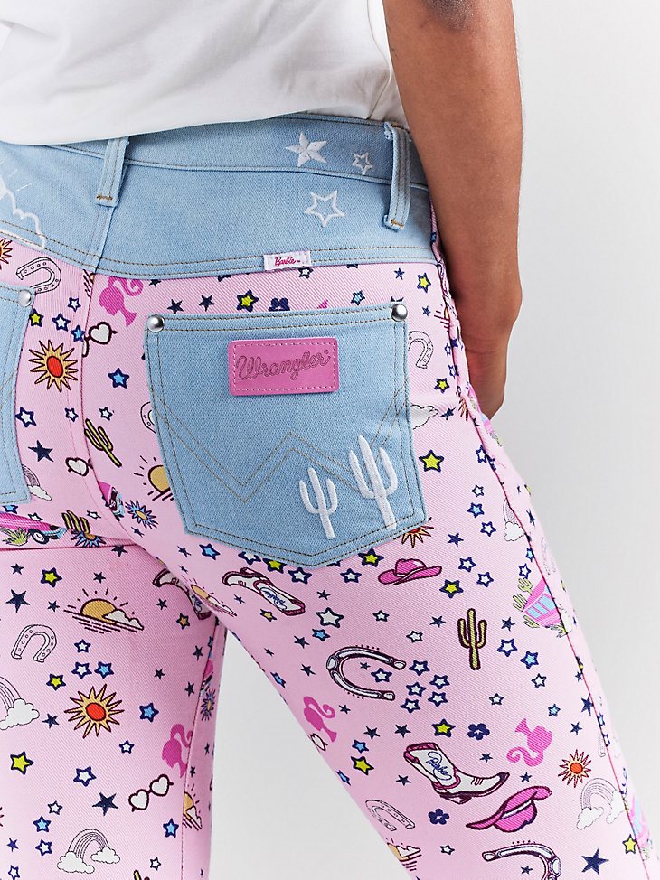 Wrangler x Barbie Retro High Rise Trouser Jean in Pinnacle Pink