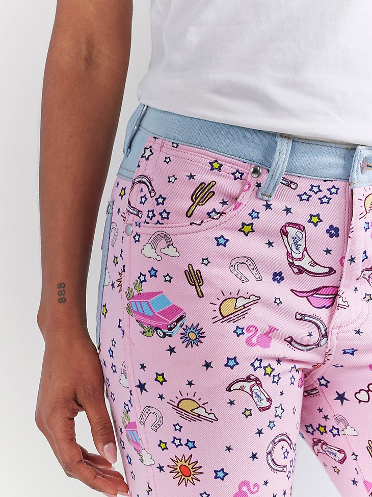 Wrangler x Barbie Retro High Rise Trouser Jean in Pinnacle Pink