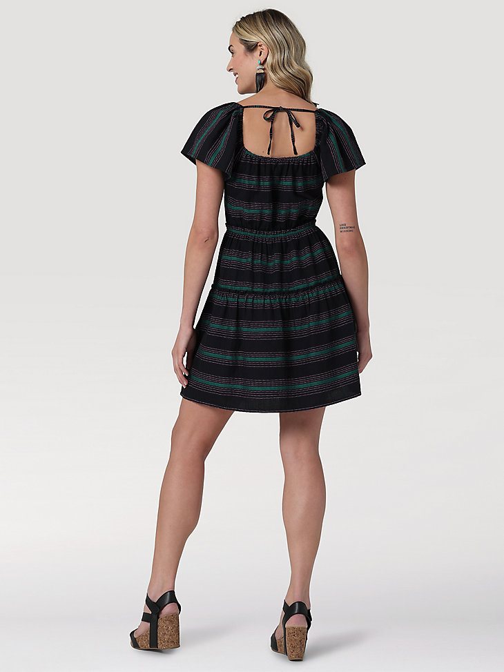 Women's Wrangler Striped Dobby Mini Dress in Black Stripes