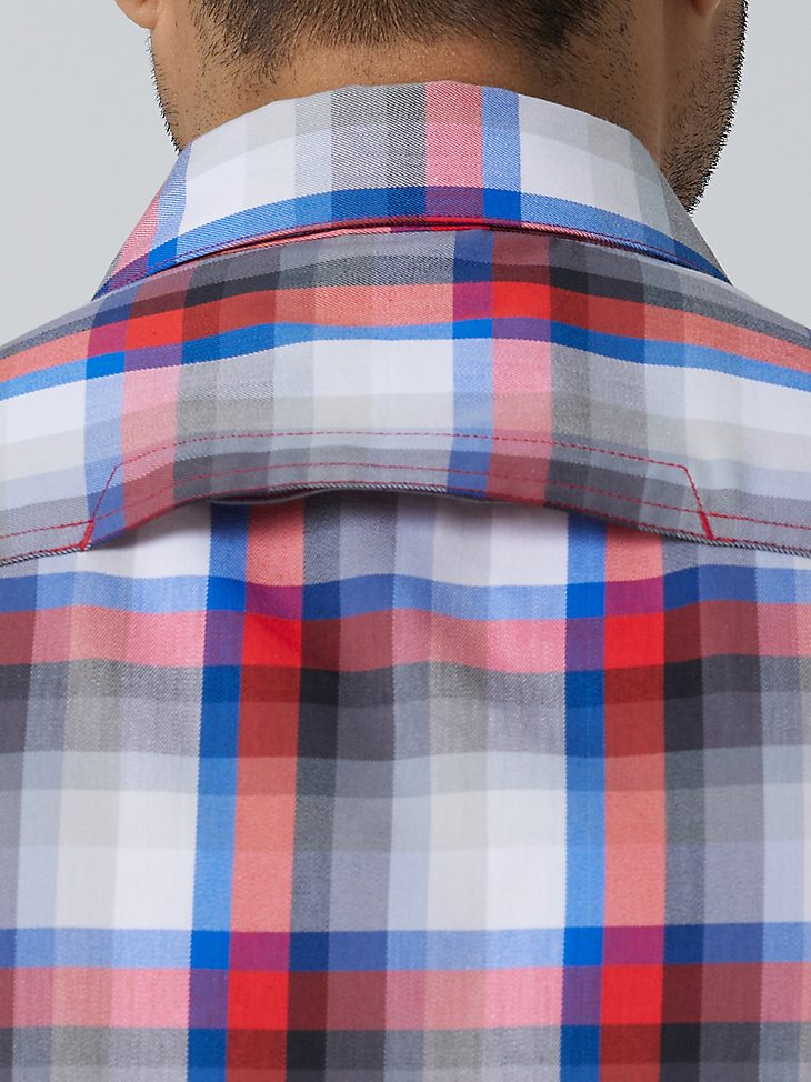 Men's Eco-Friendly Plaid Short Sleeve Camp Shirt in Amethyst City