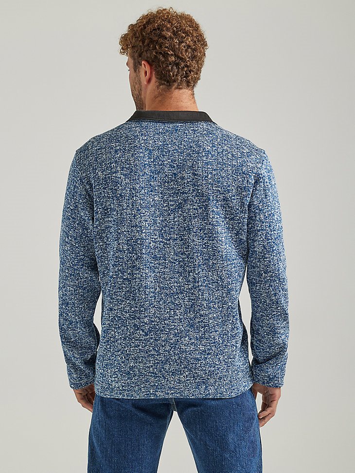 Men's George Strait Long Sleeve Quarter-Zip Knit Pullover in Poseidon Blue