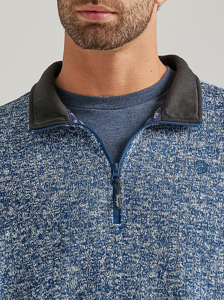 Men's George Strait Long Sleeve Quarter-Zip Knit Pullover in Poseidon Blue