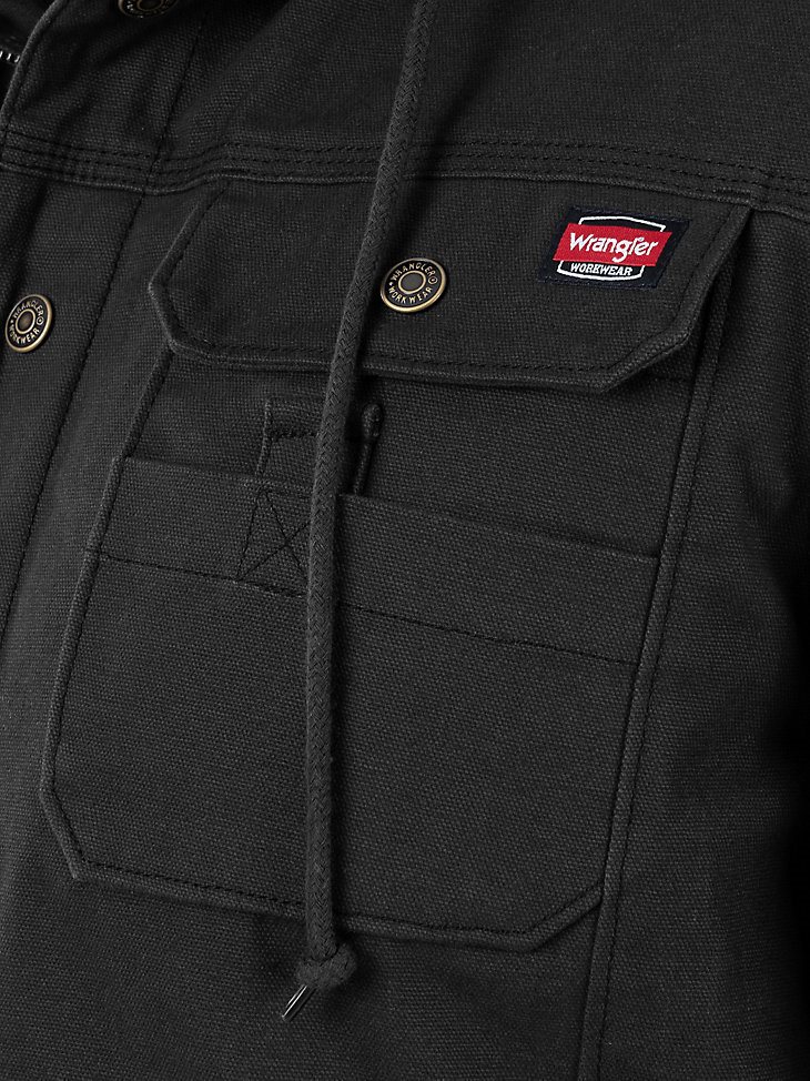 Wrangler Workwear Sherpa Lined Shirt Jacket in Black