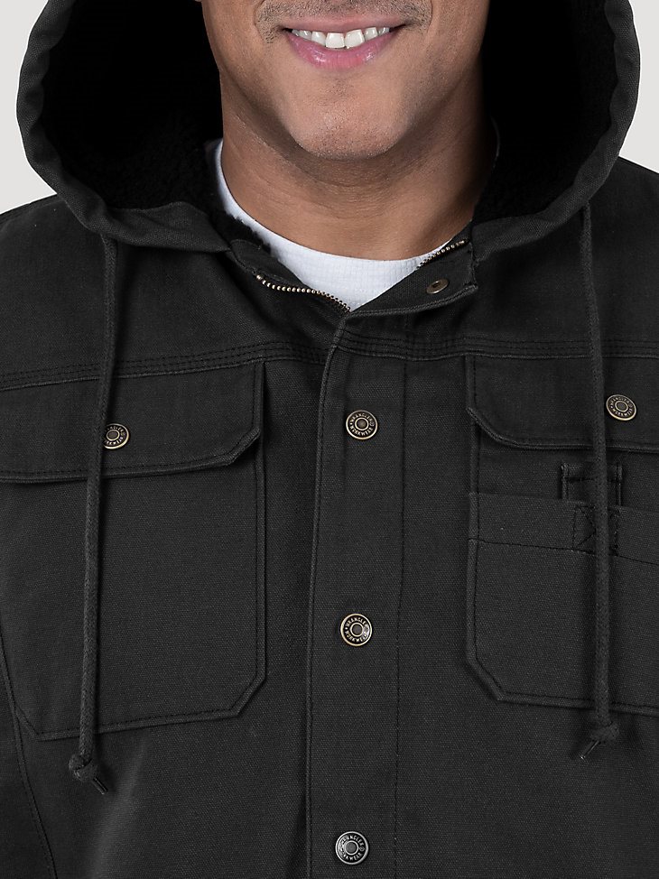 Wrangler Workwear Sherpa Lined Shirt Jacket in Black