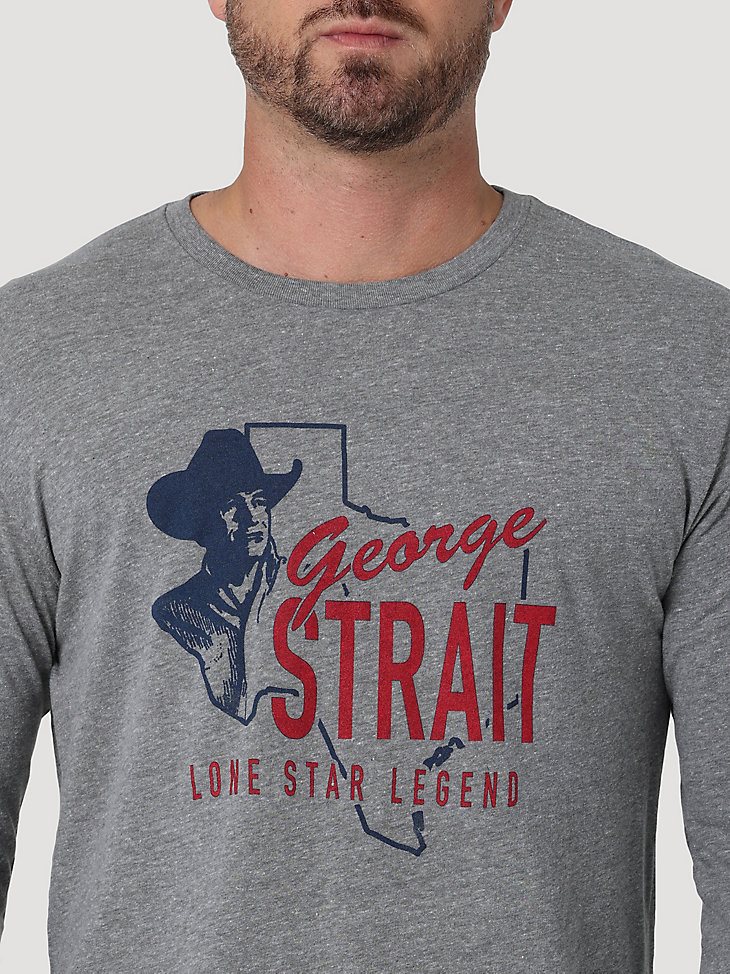 Men's George Strait Long Sleeve Graphic T-Shirt in Graphite Heather